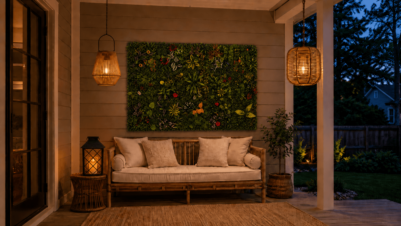 Covered Patio with a Modular Greenery Wall