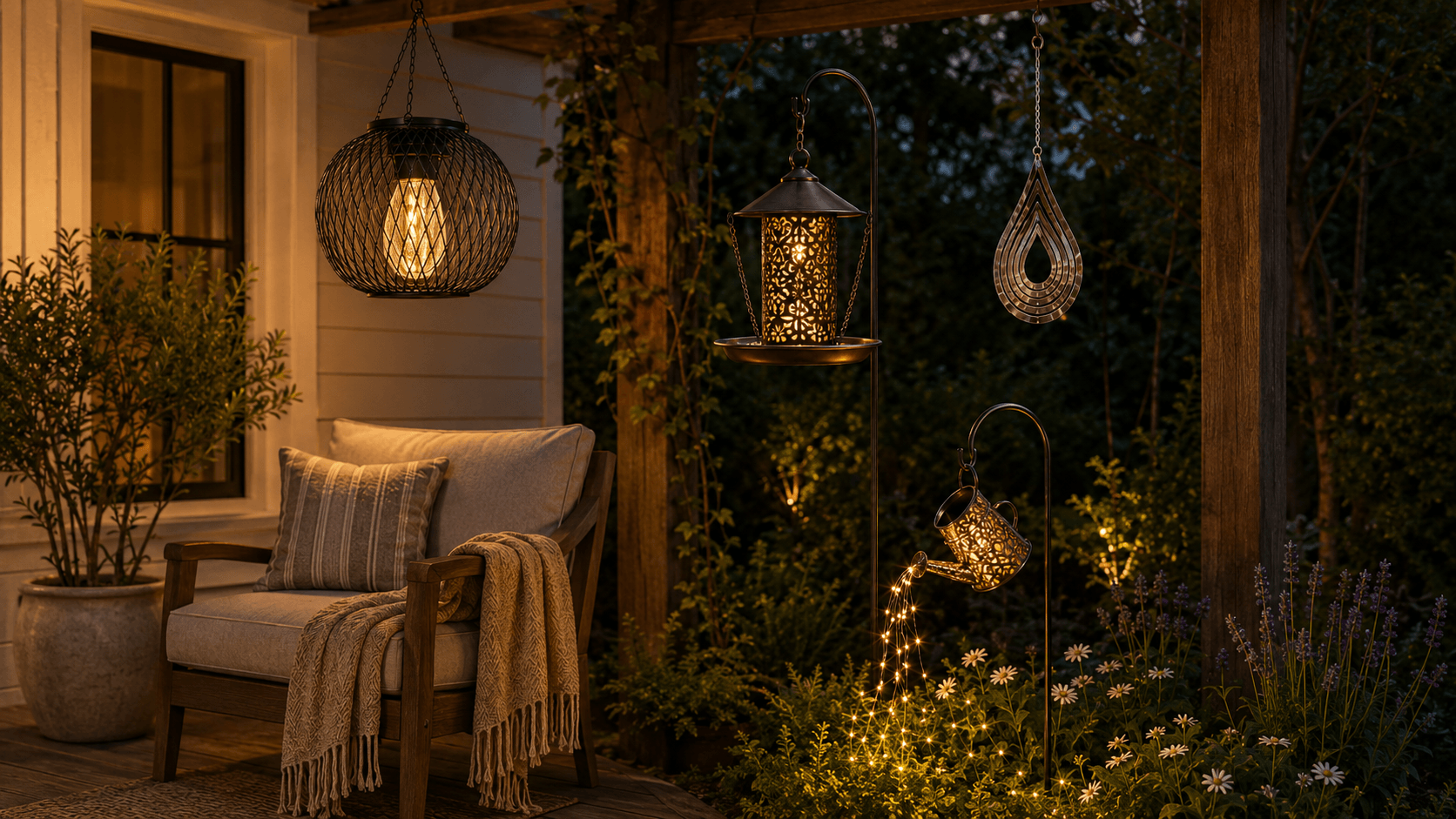 Evening Porch with Solar Garden Accents