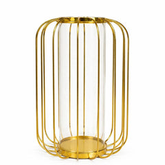 Gold wireframe sculptural vase with borosilicate glass insert – LumenFrame