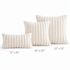 RidgePlush Ribbed Plush Pillow Cover-Faux Rabbit-Soft Texture