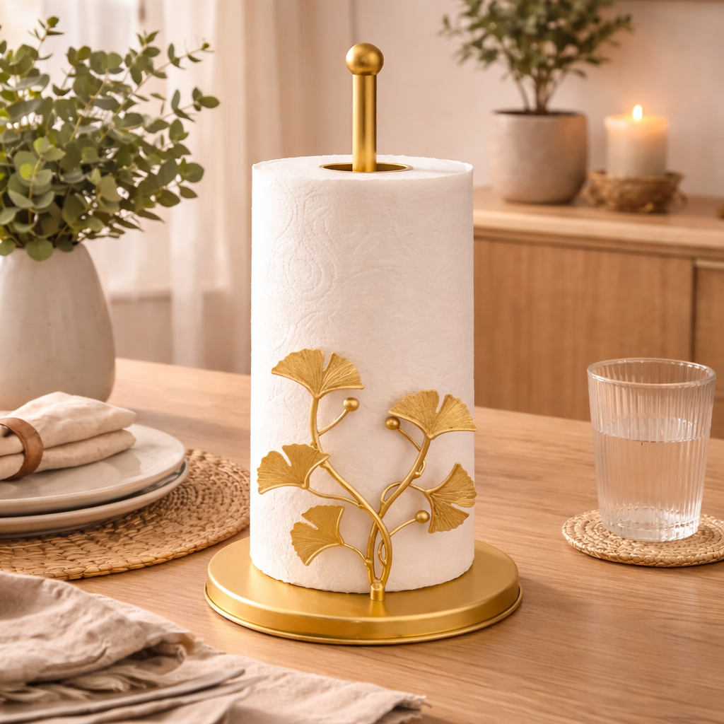 Antique Brass Sculptural Paper Towel Holder