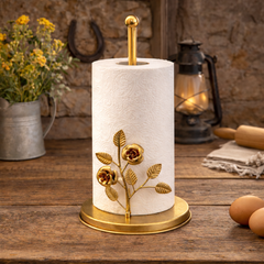 Antique Brass Sculptural Paper Towel Holder