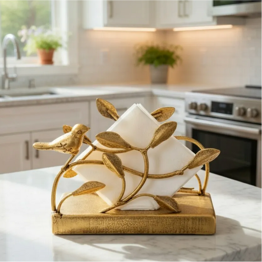Antique Brass Sculptural Napkin Holder