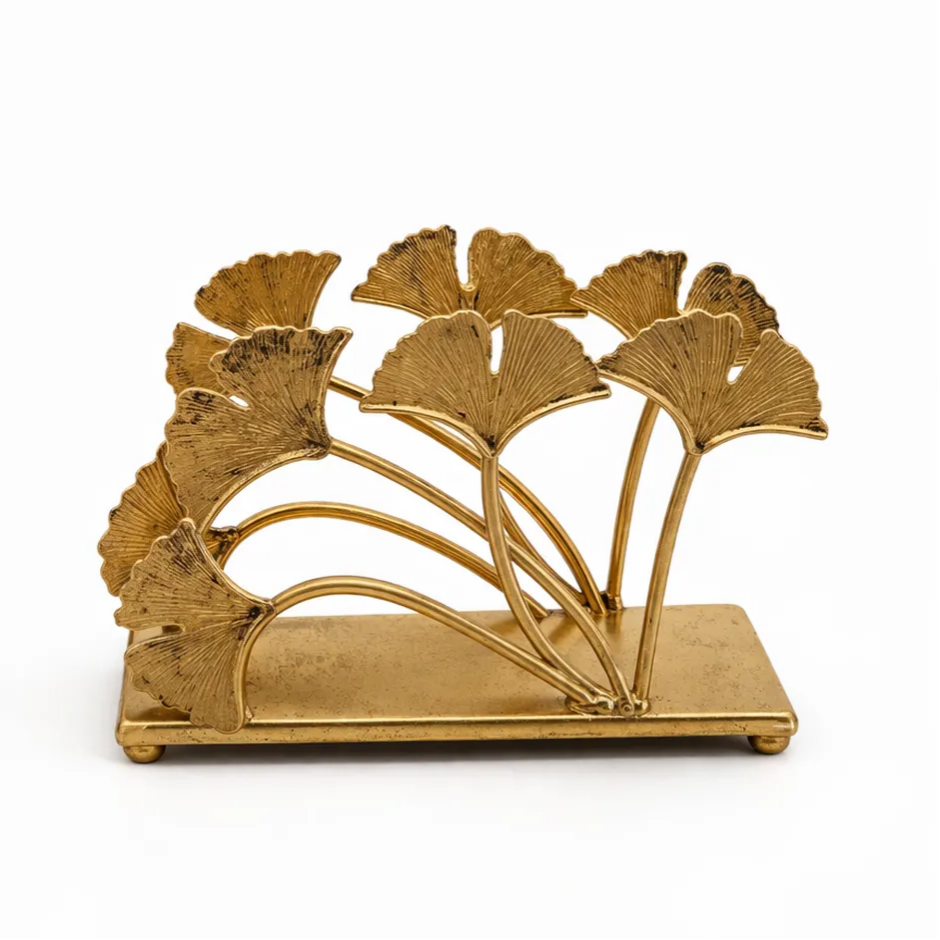 Antique Brass Sculptural Napkin Holder