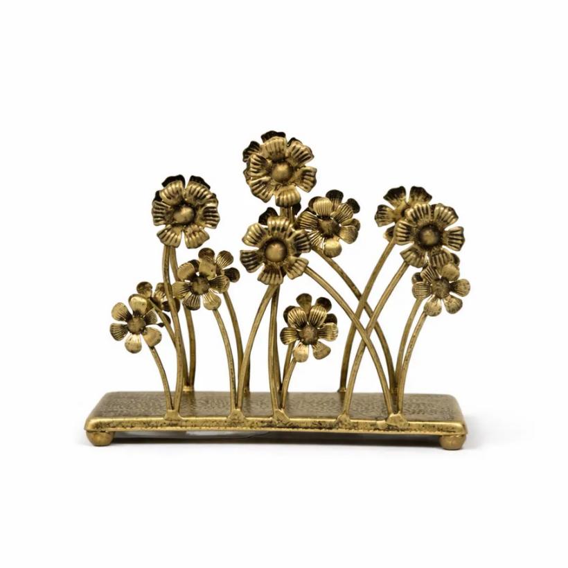 Antique Brass Sculptural Napkin Holder