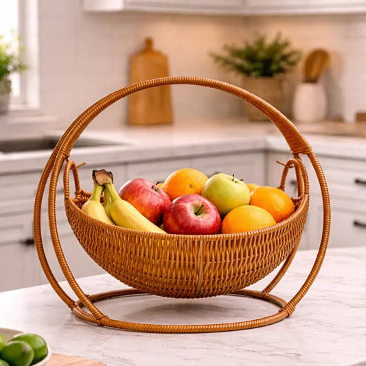 Arc Rocker Produce Basket-Wicker-Look Countertop Fruit Holder