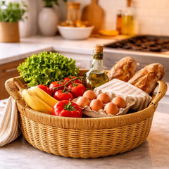 Woven-Handle Counter Basket-Lightweight Wicker-Look Organizer