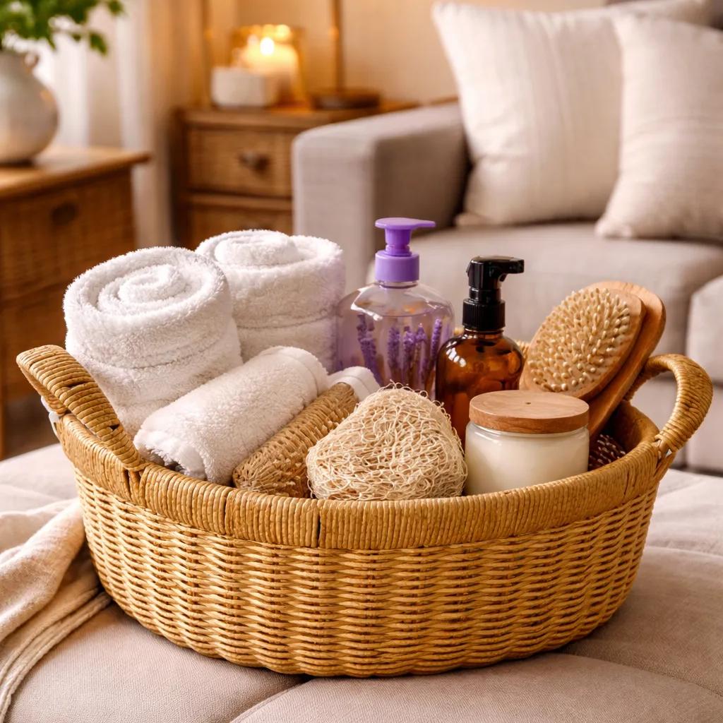 Woven-Handle Counter Basket-Lightweight Wicker-Look Organizer