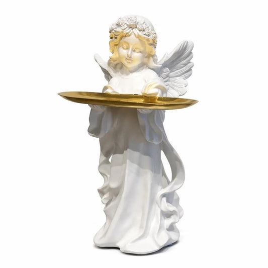Cherub Tray Statue-Resin Angel Decorative Catchall