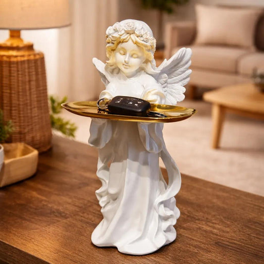 Cherub Tray Statue-Resin Angel Decorative Catchall