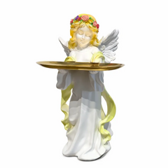 Cherub Tray Statue-Resin Angel Decorative Catchall