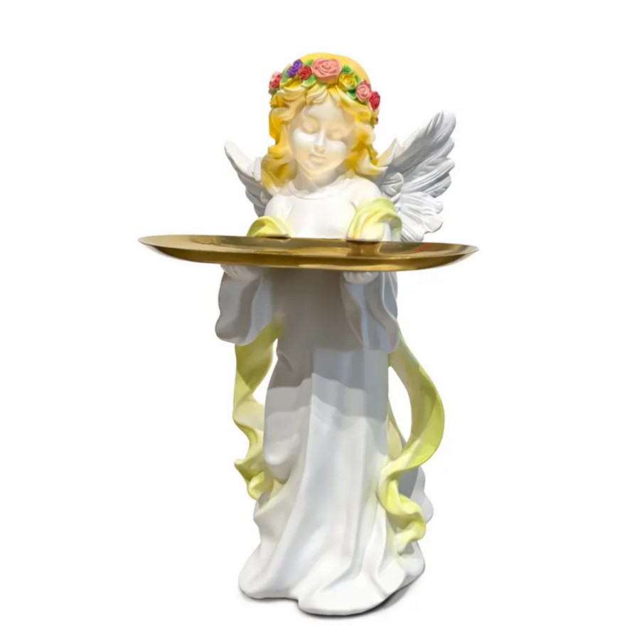 Cherub Tray Statue-Resin Angel Decorative Catchall