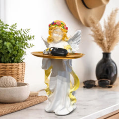 Cherub Tray Statue-Resin Angel Decorative Catchall