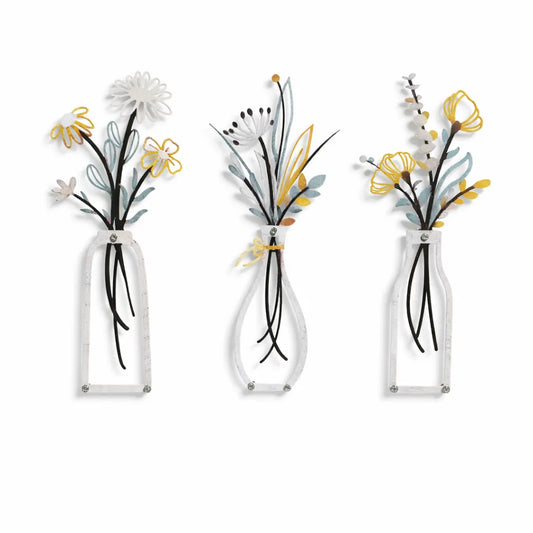 Laser-Cut Minimalist Metal Vase Wall Art Sculpture