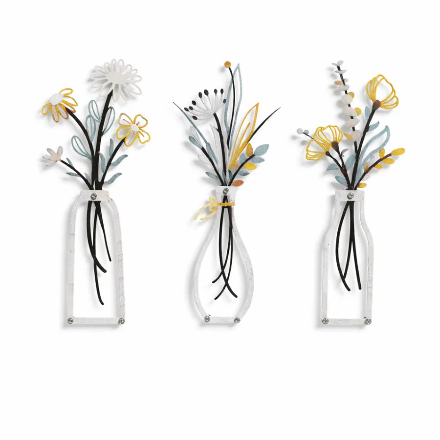Laser-Cut Minimalist Metal Vase Wall Art Sculpture