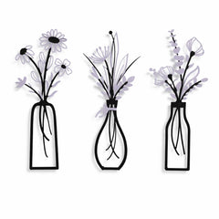 Laser-Cut Minimalist Metal Vase Wall Art Sculpture