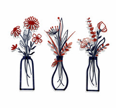Laser-Cut Minimalist Metal Vase Wall Art Sculpture