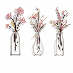 Laser-Cut Minimalist Metal Vase Wall Art Sculpture