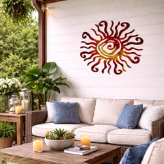 Metal sun wall decor for patio or garden wall 
